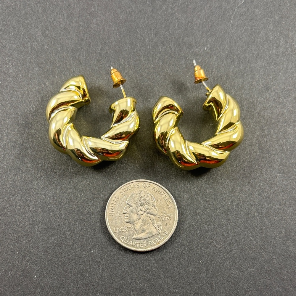 Lustrous Gold Twisted Hoop Earrings